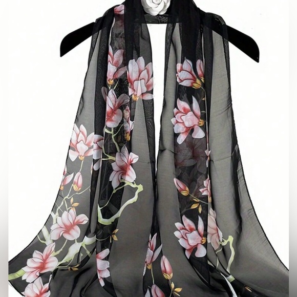 Accessories - MAGNOLIA FLOWER CHIFFON SCARF!